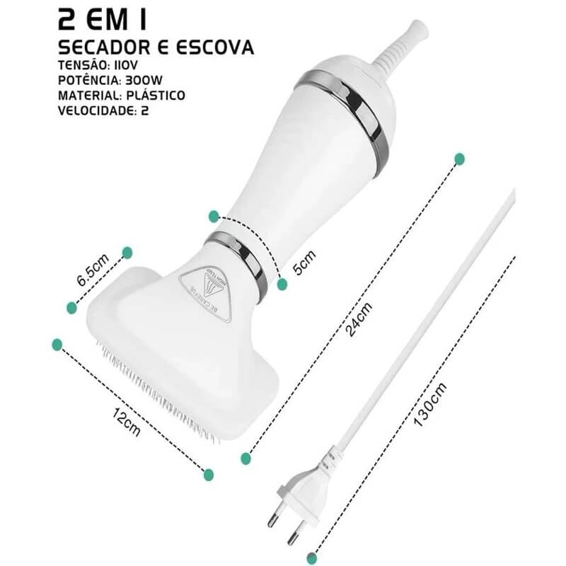 Secador e Escova 2 em 1 para Pets – Praticidade no banho