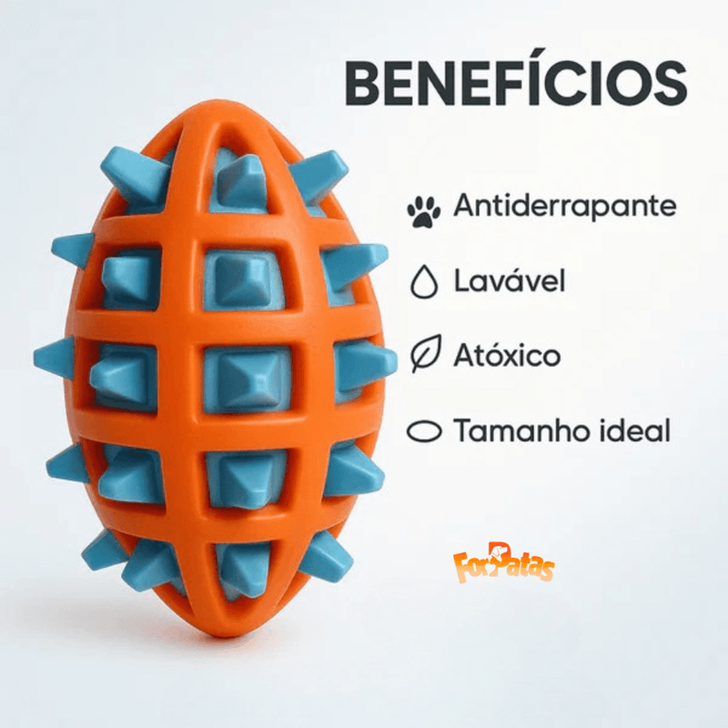 Rugby Chew Ball with Spikes and Whistle – Durable Toy for Dogs 