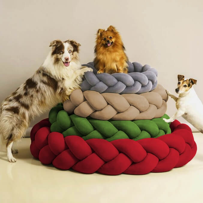 Anti-Anxiety Braided Pet Bed with Zipper and Waterproof Cover – ForPatas™ 