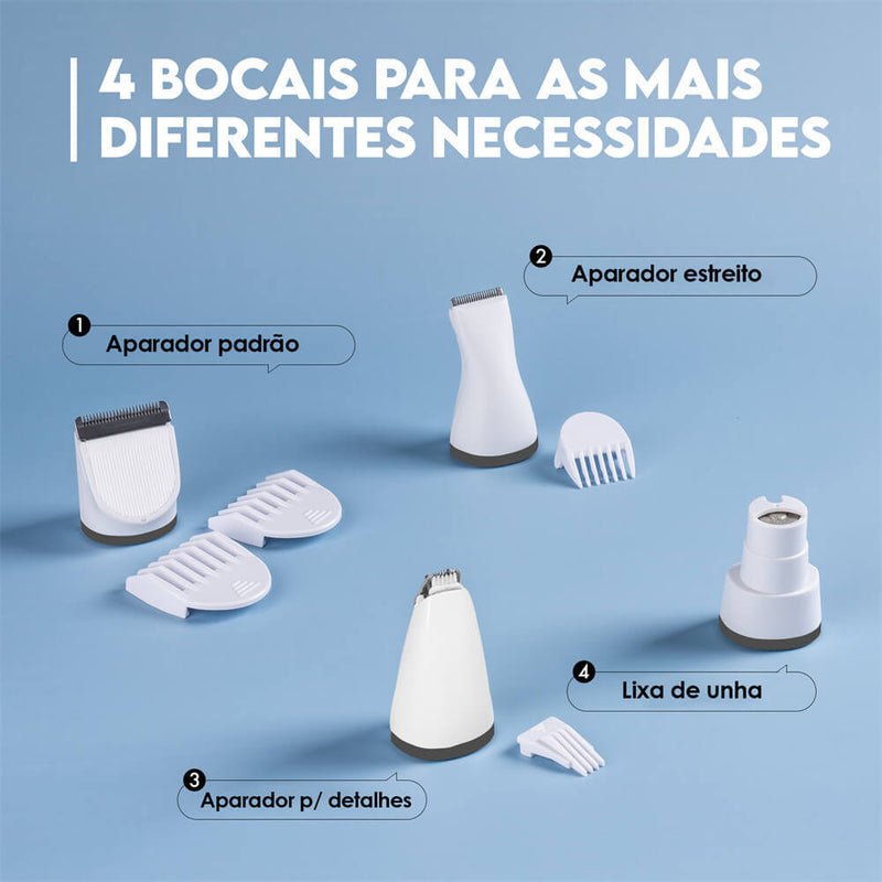 Máquina de Tosa 4 em 1 Profissional para Pets – Silenciosa, Bivolt e Recarregável | ForPatas