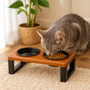 Comedouro Duplo com Tampa Hermética em Madeira Maciça – ForPatas™ | Design Moderno e Funcional