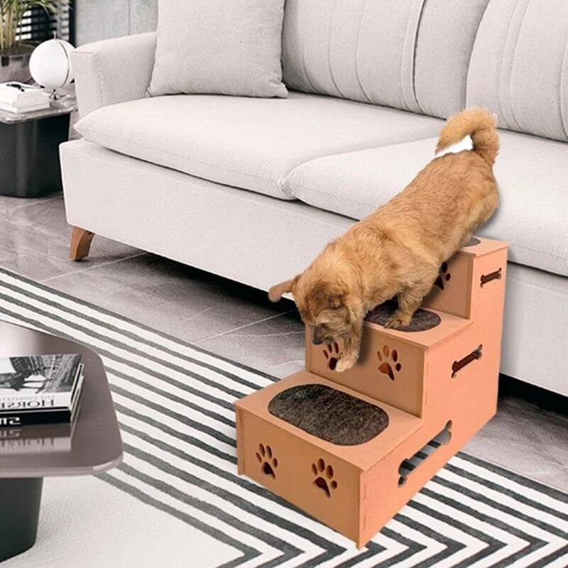 Pet Stairs in MDF with Non-Slip Carpet, 3 Steps – ForPatas™ 