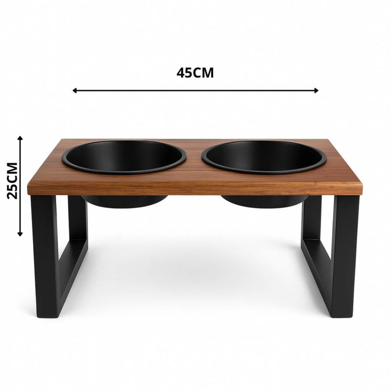 Comedouro Duplo com Tampa Hermética em Madeira Maciça – ForPatas™ | Design Moderno e Funcional