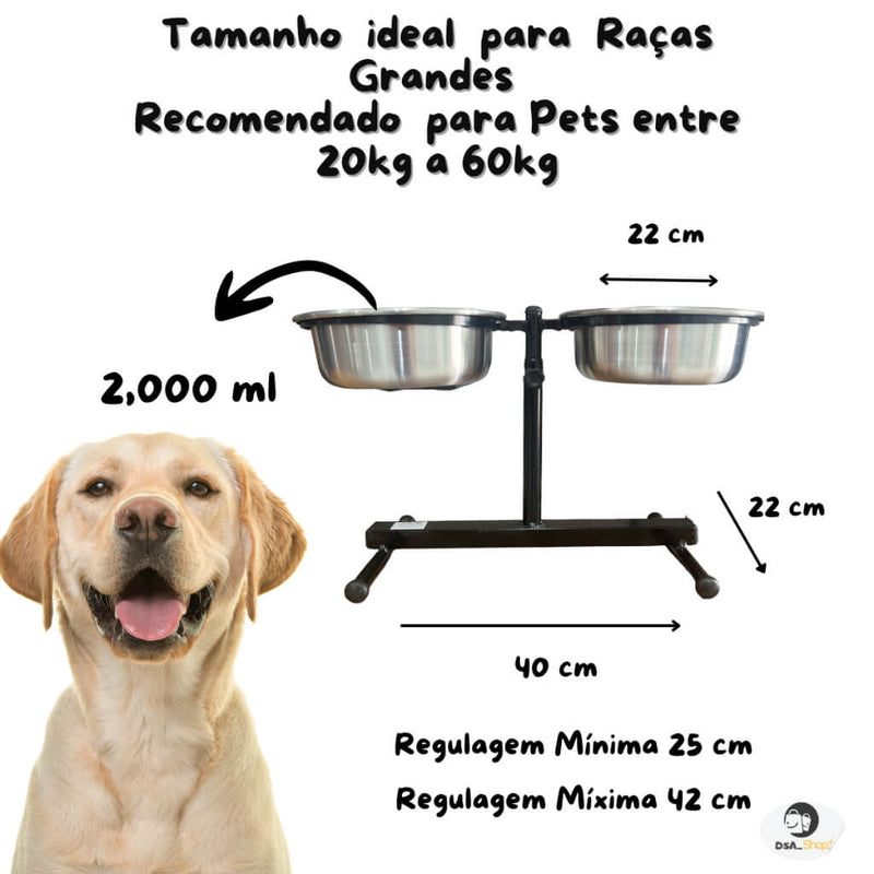 Adjustable Double Aluminum Feeder and Waterer – Health and Comfort | ForPatas 