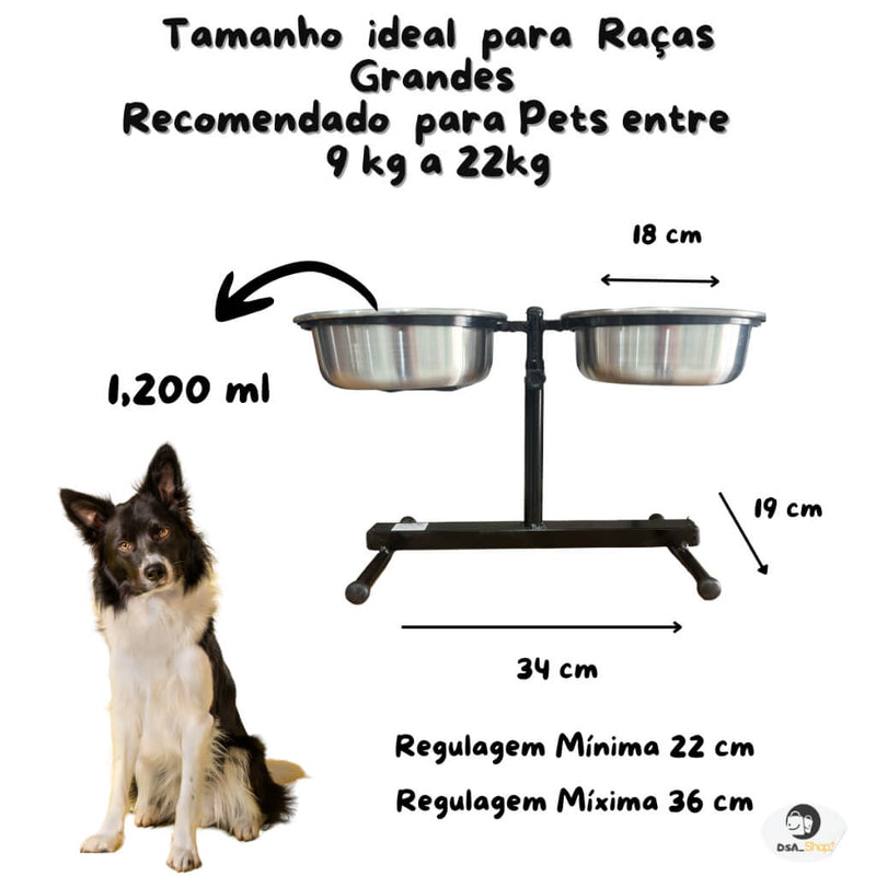 Adjustable Double Aluminum Feeder and Waterer – Health and Comfort | ForPatas 