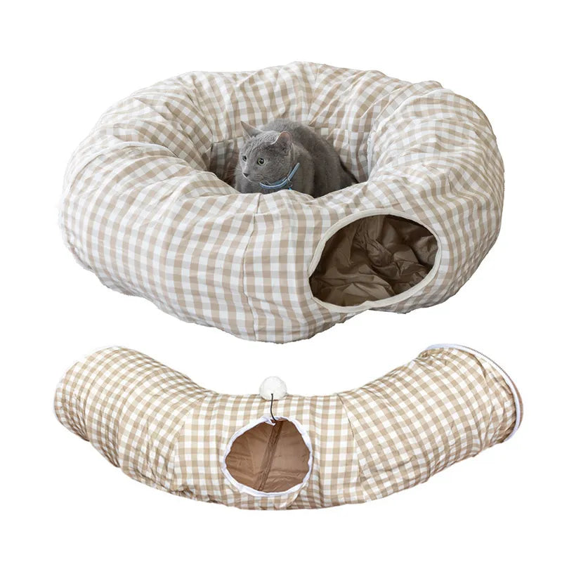 2-in-1 TunnelNest™ Bed – Fun Tunnel + Comfort for Pets 