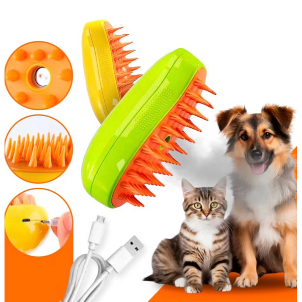 Escova a Vapor Recarregável 3 em 1 para Pets