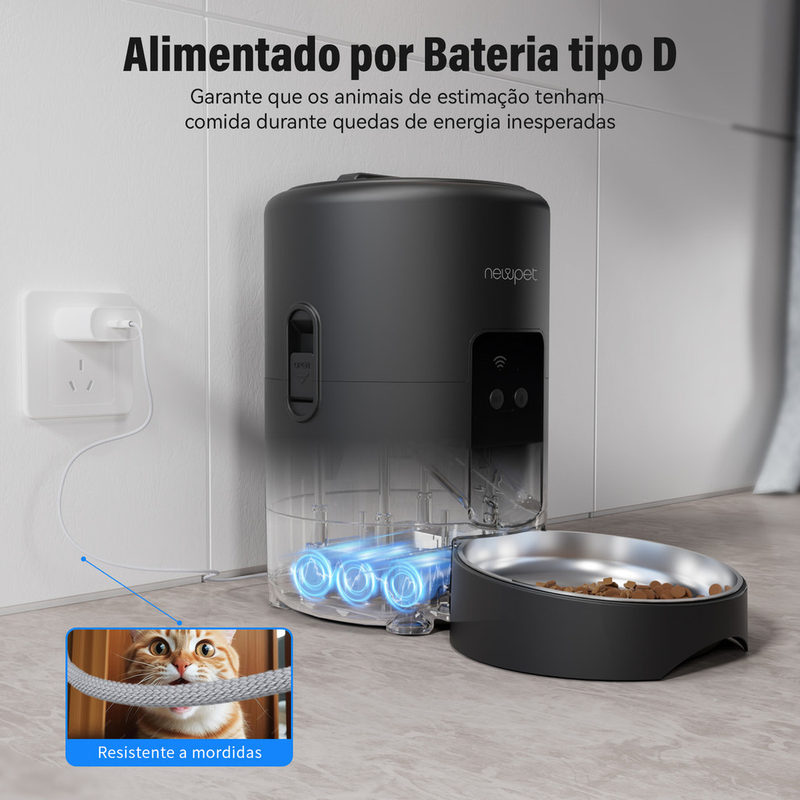 Newpet 2L Automatic Feeder with Wi-Fi and App Control | Voice Control + Scheduled Feeding 