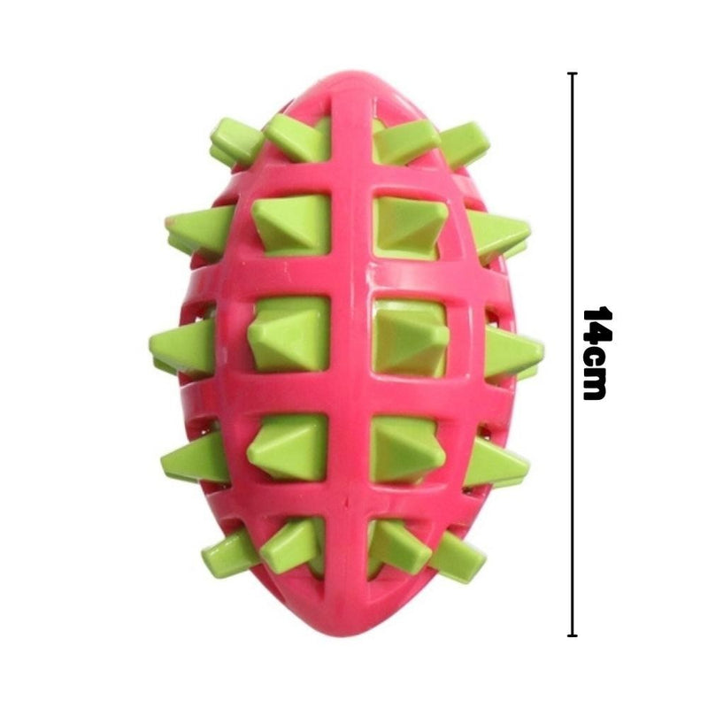 Rugby Chew Ball with Spikes and Whistle – Durable Toy for Dogs 
